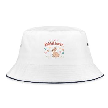 Elegant Rabbit Heart Design - Bucket Hat - white/navy - Front