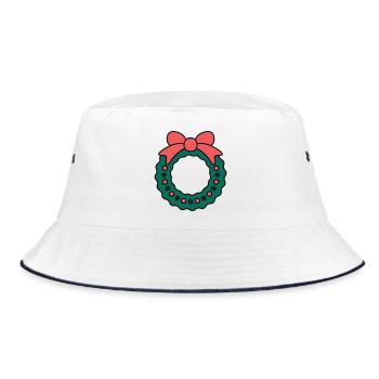 Kranz zu Weihnachten - Bucket Hat - Weiß/Navy - Vorne