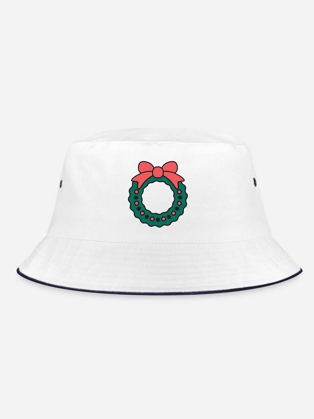 Wreath for Christmas - Bucket Hat - white/navy - Front