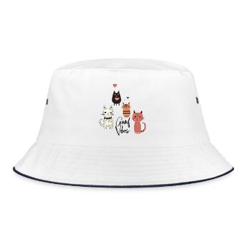 Playful Cats - Bucket Hat - white/navy - Front