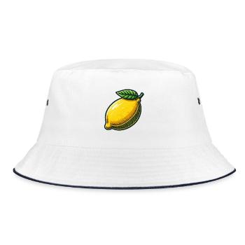 Natürliche illustrierte Zitrone - Bucket Hat - Weiß/Navy - Vorne
