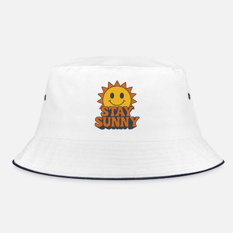 Optimistic Sunny Smiley Print Bucket Hat