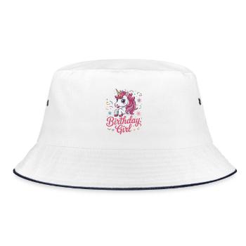 Fille d’anniversaire - Conception d’anniversaire de licorne mignonne - Bob - blanc/marine - Devant