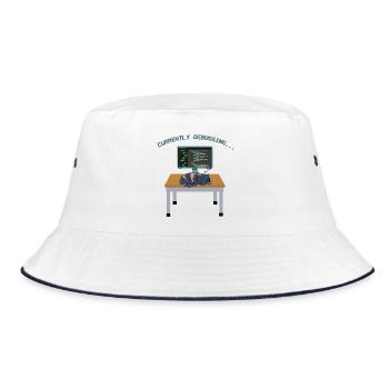 Cat debugging on the monitor - Bucket Hat - white/navy - Front