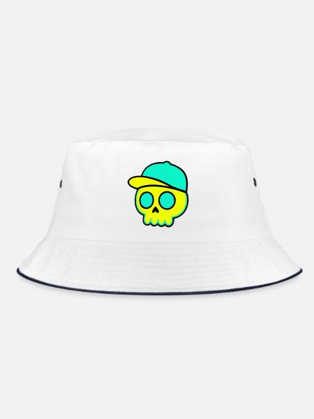 Casquette fluo Streetwear - Bob - blanc/marine - Devant