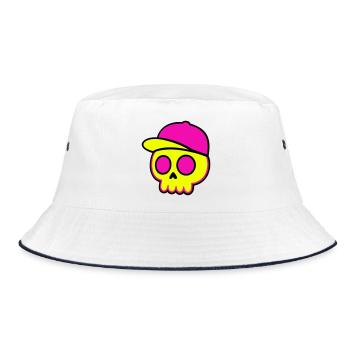Neon Skull Cap Design - Bucket Hat - white/navy - Front