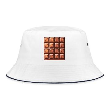 Pixel Chocolate Square Pattern - Bucket Hat - white/navy - Front