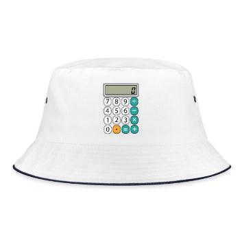 Number Day Math Retro Calculator Display - Bucket Hat - white/navy - Front