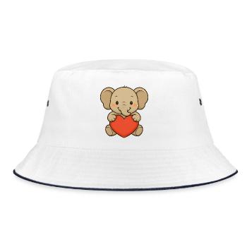 Elefant mit Herz - Bucket Hat - Weiß/Navy - Vorne