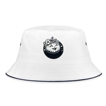 friendly pumpkin with flowers - Bucket Hat - white/navy - Front