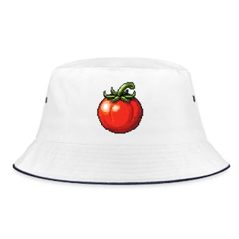 PixelTomate Retro - Bucket Hat - white/navy - Front