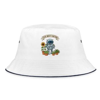 Tech meets nature robot gardener - Bucket Hat - white/navy - Front