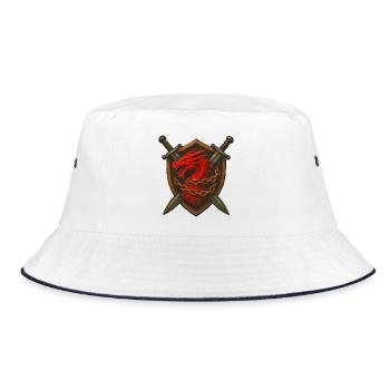 Red Dragon on Shield with Chains - Bucket Hat - white/navy - Front