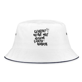 Gluten? Nicht mit diesem Luxuskörper - Bucket Hat - Weiß/Navy - Vorne