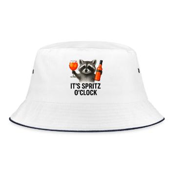 It's Spritz O'Clock Waschbär Party Geschenkidee - Bucket Hat - Weiß/Navy - Vorne