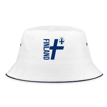 Finland Line Art | Sporty Casual Style - Bucket Hat - white/navy - Front