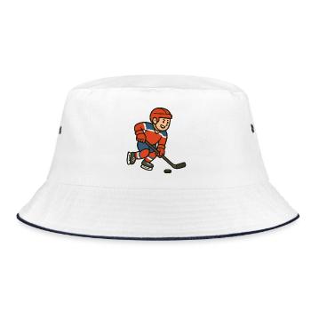 Eishockey Cartoon Junge im Spiel - Bucket Hat - white/navy - Front