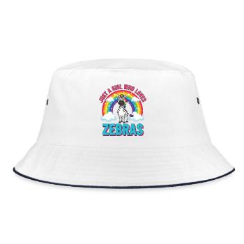 Cute Zebra Cartoon Rainbow Girl Saying - Bucket Hat - white/navy - Front