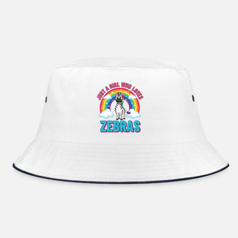 Süßes Zebra Cartoon Regenbogen Mädchen Spruch Bucket Hat