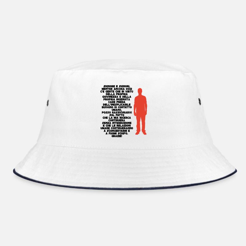 Red human figure on black background - Bucket Hat - white/navy