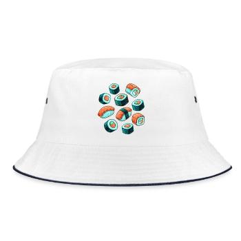 Sushi Pattern Cartoon Set - Bucket Hat - white/navy - Front