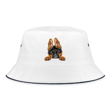 Shy peeking German Shepherd puppy - Bucket Hat - white/navy - Front