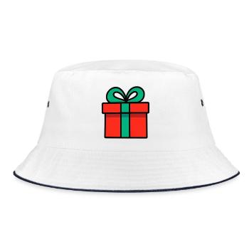 Neon Red Gift Box with Glossy Ribbon - Bucket Hat - white/navy - Front