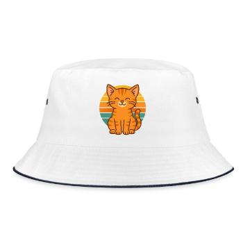 Retro Cat Vibes - Bucket Hat - white/navy - Front