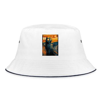 Der Schrei der Katze – Lustiges Halloween Design - Bucket Hat - Weiß/Navy - Vorne