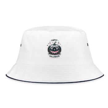 Kürbis Jack-o-Glow Halloween - Bucket Hat - Weiß/Navy - Vorne