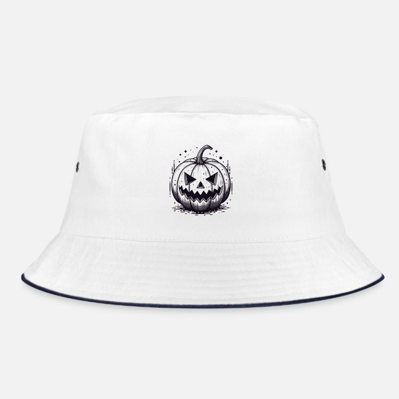 Schwarzer Jackolantern Kürbis Bucket Hat