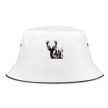 Winter forest with reindeer - Bucket Hat - white/navy - Front