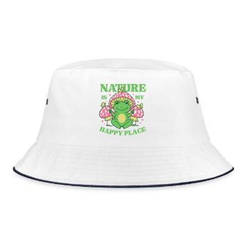 Die Natur ist mein glücklicher Ort - Bucket Hat - Weiß/Navy - Vorne