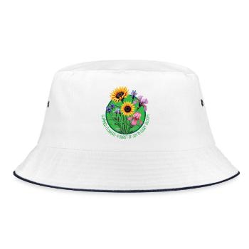 Sommerblumen blühen Kreis - Bucket Hat - Weiß/Navy - Vorne