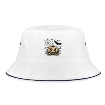 Evil Halloween Pumpkin - Bucket Hat - white/navy - Front