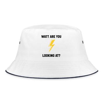 Watt Are You Looking At Bolt Design - Bucket Hat - white/navy - Front