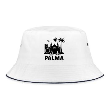 Palma Silhouette Mallorca - Bucket Hat - white/navy - Front