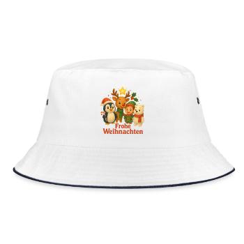 Merry Christmas Winter Friends Scene - Bucket Hat - white/navy - Front