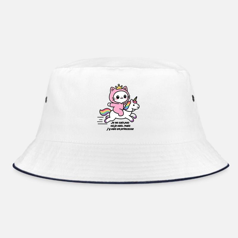 Chat rose sur licorne arc-en-ciel - Bob - blanc/marine