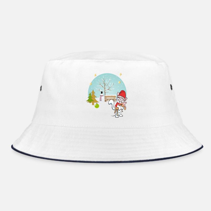  Katze mit Teddy im Winter Bucket Hat