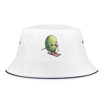 Skiender Kaktus Kawaii Winter Humor - Bucket Hat - white/navy - Front