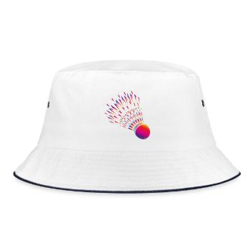 Colourful badminton – dynamic badminton motif - Bucket Hat - white/navy - Front