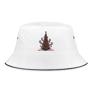 Creepy Skeleton Christmas Tree Horror Christmas - Bucket Hat - white/navy - Front