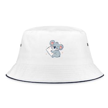 Kuscheliges Koala-Pastellstern-Kissen - Bucket Hat - Weiß/Navy - Vorne