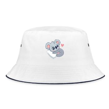 Cuddly Koala on Pastel Cushion - Bucket Hat - white/navy - Front