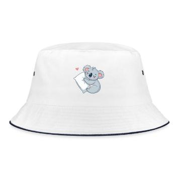 Koala cuddle on pillow - Bucket Hat - white/navy - Front