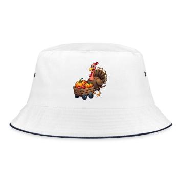 Thanksgiving Funny Thanksgiving Turkey - Bucket Hat - white/navy - Front