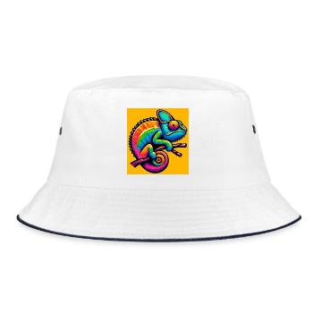 chameleon - Bucket Hat - white/navy - Front