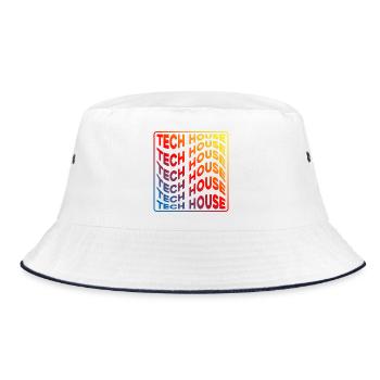 Tech House Neon Gradient Repeats - Bucket Hat - white/navy - Front
