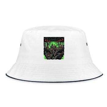 Creepy Zombie Christmas Elf Gothic Horror Desig - Bucket Hat - white/navy - Front